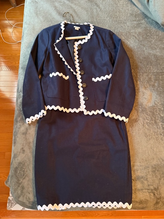 J. Crew Dresses & Skirts - J.Crew Navy & White Linen Cotton Skirt Suit Set – Size 8